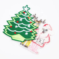 Écussons brodés de Noël en gros, étiquettes personnalisées thermocollantes pour vêtements, appliques brodées