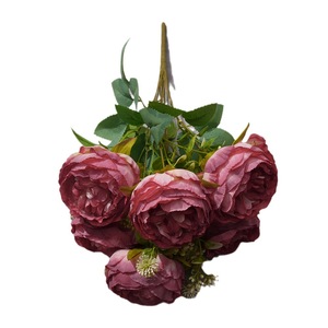 Bouquets de roses en raphia artificielles Yixuan à 6 têtes, fleurs en soie faites à la main pour décorations de mariage - Product Image 5