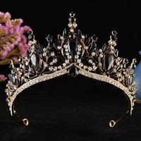 Diadème baroque européen multicolore avec strass, couronne scintillante en cristal, diadèmes creux de couleur unie, pointe supérieure, couronne de princesse