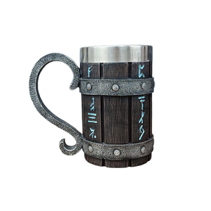 Chope à bière <span class=keywords><strong>en</strong></span> <span class=keywords><strong>bois</strong></span>, grande tasse Viking, chope à bière avec poignée, chope à double paroi <span class=keywords><strong>en</strong></span> acier inoxydable - Product Image 5