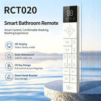 Télécommande RF433 OEM ODM 20 touches pour toilettes intelligentes avec écran LCD, étanche au quotidien, piles 2AAA, support mural