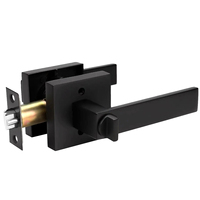 Serrure de porte à levier robuste, anti-rouille, étanche, avec rosette carrée, finition noire, à clé, cylindre à 5 goupilles remplaçable