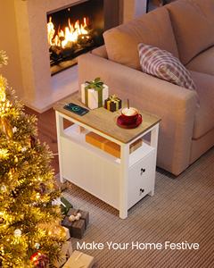 <span class=keywords><strong>Table</strong></span> d'appoint de salon avec station de recharge, design moderne de style côtier pour petits espaces - Product Image 3