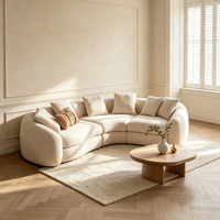 Canapé modulaire incurvé moderne en tissu bouclé, canapé sectionnel nuageux, mobilier de salon, crème, 3 places, ensemble de canapés organiques en arc