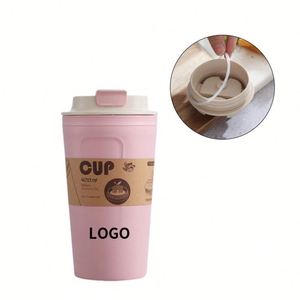 Custom Green Bamboo Fiber <b>Cup</b> Portable Reusable 420ml Coffee Tumbler with <b>Lids</b> - Product Image 3