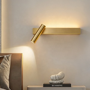 Lampe murale LED en cuivre de style <span class=keywords><strong>italien</strong></span>, luxe léger, pour chambre d'hôtel, lecture au chevet, ambiance, avec projecteur orientable - Product Image 4