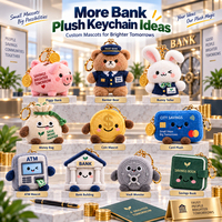 Ensemble de porte-clés en peluche bancaires personnalisés, mascottes de cartes ATM et de pièces de monnaie, cadeaux promotionnels OEM pour la sensibilisation financière et les campagnes marketing