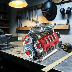 ชุดประกอบโมเดลเครื่องยนต์ V8 คู่ สำหรับวิศวกรรมอิเล็กทรอนิกส์และเครื่องกล แบบขายส่ง ชุดตัวต่อขนาดเล็กสำหรับประกอบเอง เหมาะสำหรับผู้ใหญ่ - Product Image 5