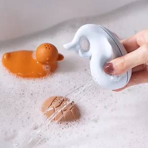 Duck Turtles Eco-friendly Silicone Water Shower Spray Bubble Bath Toy Set Bpa Free Silicone Baby Bath Toys For Kids