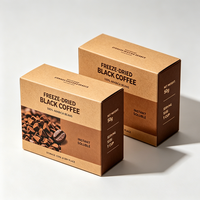 Boîte en carton auto-élevable personnalisée pour café noir lyophilisé, impression logo quadricolore, design pliable, estampage à chaud UV