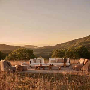 Salon de jardin en rotin en forme de L, structure en aluminium, résistant aux UV, rotin PE imperméable, pour villa, cour, balcon - Product Image 5