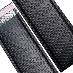 Paraguas de caña de pescar blanco y negro de forma larga con logotipo personalizado bolsa de espuma de burbujas de polietileno biodegradable sobre de envío de mensajería - Product Image 5