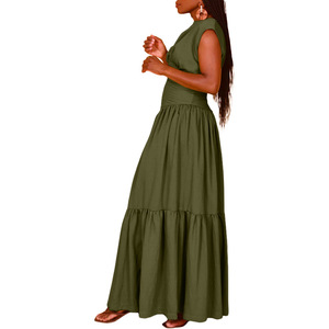 เดรสแฟชั่นฤดูร้อนทรงหลวม แขนกุด สีพื้น ผ้าโพลีเอสเตอร์/สแปนเด็กซ์ แต่งระบาย ดิจิตอล ลายธรรมชาติ เป็นมิตรกับสิ่งแวดล้อม เอวเข้ารูป - Product Image 6