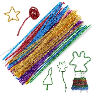 Limpadores de tubos de árvore de natal com glitter, kit de limpadores de tubos coloridos para artesanato DIY, 10 cores, artesanato artesanal, kit de canel de chenille