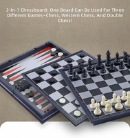 Jeu d'échecs magnétique professionnel 3-en-1, plateau pliable 25 cm, hauteur du roi 5 cm, surface en plastique, portable, pour enfants et adultes, tournoi