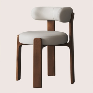 Sedia da Pranzo in Legno Massello Stile Francese Retrò Mid-century, Rivestimento in Pelle, Design Ecologico, Durevole e Portatile, Leggera - Product Image 5