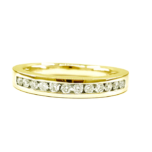 Ensemble de bagues de mariage classiques en or jaune 18 carats et diamants pour couples, cadeau de fiançailles et d'anniversaire de Hong Kong - Product Image 1