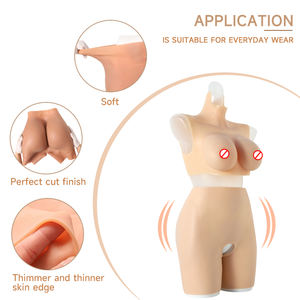 Conjunto de prótesis mamaria con prótesis mamaria de silicona y almohadilla de cadera abierta en la entrepierna de silicona, pantalones, disfraz de Cosplay transgénero - Product Image 4