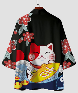 EcowalsonHot Selling Vintage Seven Sleeve Kimono Shirt Cross Border Daily Casual Cardigan Cape Anime 3D Impresión digital Haoris - Product Image 3