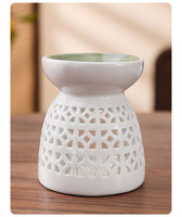 Brûleur d'huile aromatique en céramique blanche écologique de haute qualité, fait à la main, non électrique, hautement parfumé, chauffe-cire, décoration d'intérieur