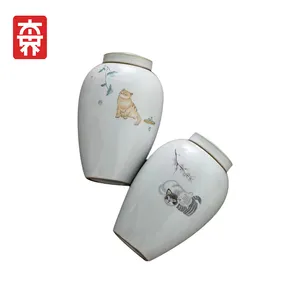 Grosir guci buatan tangan untuk hewan kustom kenang-kenangan unik keramik kucing kremasi abu guci