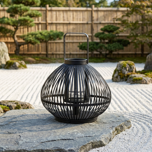 Decorative Black Brush <b>Gold</b> Centerpiece Moroccan Glass Hanging Home and Garden Metal Candle <b>Lantern</b> - Product Image 3