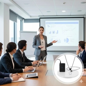 Microphone cravate filaire omnidirectionnel à haute sensibilité avec design de collier réglable pour diffusion en direct en extérieur - Product Image 1