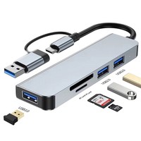 Hub Multipuerto USB 3.0 Tipo-C, Lector de Tarjetas SD/TF, 5-8 Puertos, 5Gbps de Alta Velocidad, Aleación de Aluminio, Pantalla Dual para Macbook/PC Portátiles