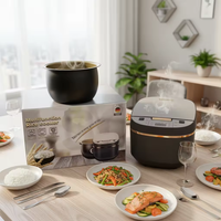Autocuiseur Électrique Professionnel 5L en Acier Inoxydable Multi-Usages avec Cuve Intérieure Sphérique Dorée et Contrôle Numérique du Minuteur pour Maison et Camping-Car
