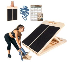 Planche inclinée personnalisée pour étirement des mollets, planche d'étirement des mollets en <span class=keywords><strong>bois</strong></span> réglable avec sangle et poster d'entraînement, capacité de 300 lb - Product Image 1