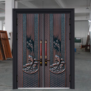 TECHTOP <span class=keywords><strong>Porte</strong></span> principale de sécurité inspirée de l'art déco Entrée avant extérieure Motif géométrique <span class=keywords><strong>Porte</strong></span> métallique en acier pour résidence de luxe - Product Image 2