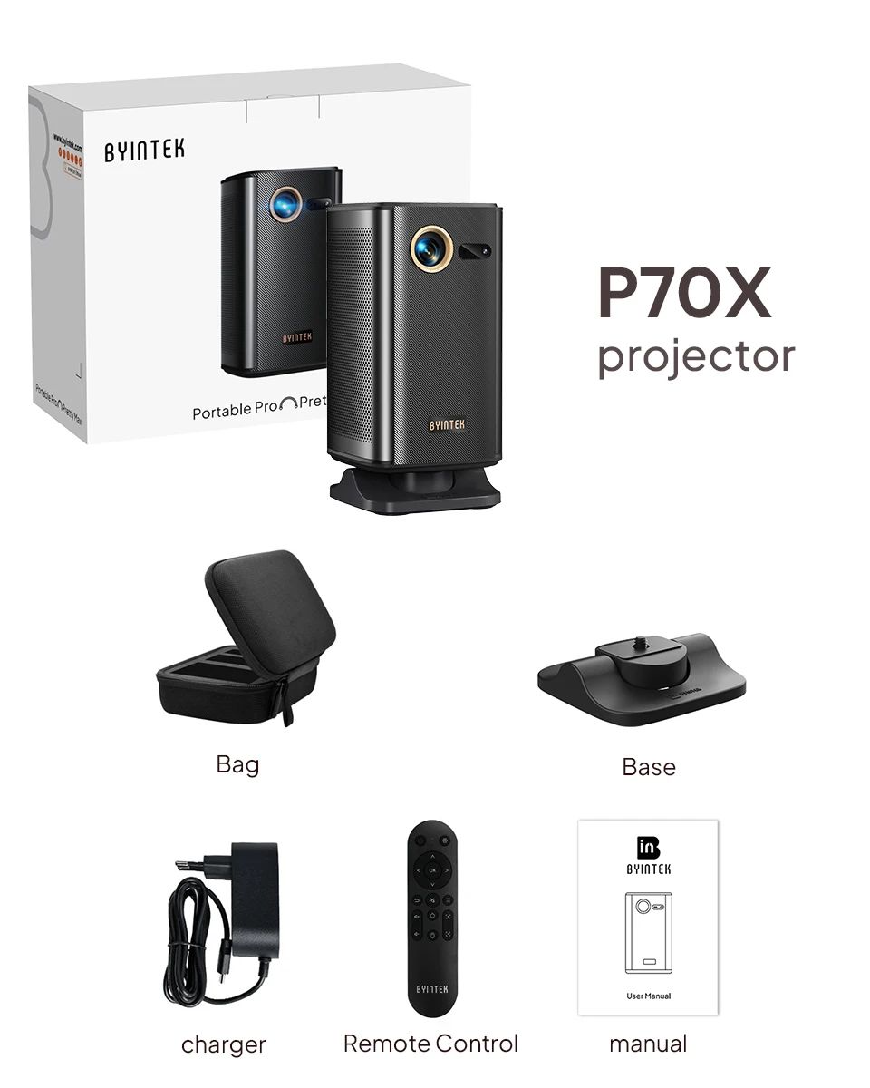 BYINTEK UFO P70X - Portable 3D Projector with 4-Hour Battery