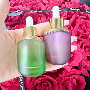 Custom Color 15ml 30ml 50ml 100ml Transparent Grey Purple Cosmetic Packaging Glass Serum <b>Bottles</b> and <b>Dropper</b> Lid - Product Image 6