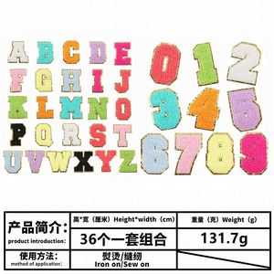 Factory Sale Custom Colorful Glitter Edge Chenille Embroidery Alphabet Letter Patch for Hoodies - Product Image 3