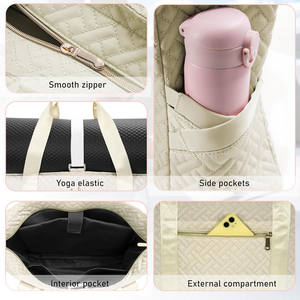 Échantillon gratuit Grand sac de yoga Sac fourre-tout en toile de haute qualité avec poche Sac de sport en coton écologique pour le yoga - Product Image 6