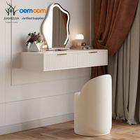JIAMEIJIA Coiffeuse murale flottante de luxe en gros avec miroir LED irrégulier et tiroirs