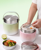 Boîte à lunch isotherme à double compartiment avec couvercle anti-fuite, conteneur portable à large ouverture et sac isotherme (1200 ml)