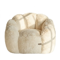 MAXYOYO Fauteuil pouf moderne en fausse fourrure PU, motif floral, ultra doux, avec accoudoirs, rembourrage en mousse déchiquetée, grand canapé pour salon