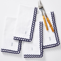 Torchons carrés colorés d'inspiration vintage Serviettes en lin de coton faites à la main avec broderie monogramme Linge de table imprimé moderne
