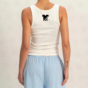 Venta al por mayor: Top sin mangas de punto acanalado liso para mujer, con cuello redondo, color blanco, con logotipo bordado personalizado, ¡Gran oferta! - Product Image 4