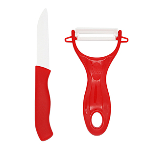 Rosso piccola cucina pelapatate forbice set a due pezzi set <span class=keywords><strong>di</strong></span> <span class=keywords><strong>ceramica</strong></span> della frutta della lama - Product Image 6
