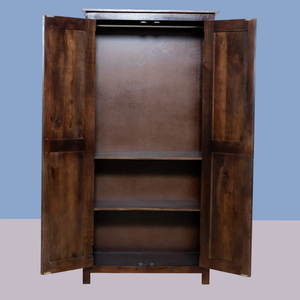 Armario de Madera de Sheesham Hecho a Mano de Primera Calidad, Acabado Oscuro, Extensible, Independiente, para Dormitorio o Escuela - Product Image 1