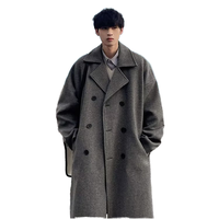 Manteau long en laine pour homme automne-hiver, style coréen, imperméable, double boutonnage, épais