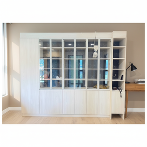 Étagère à livres en bois de grande capacité, armoire à livres en placage sur pied pour le bureau - Product Image 1