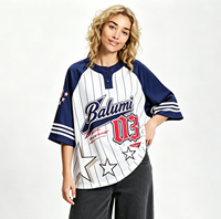 T-shirt de baseball unisexe surdimensionné, motif rayé rétro, style Y2K Harajuku Streetwear, respirant, anti-humidité, manches courtes, personnalisable