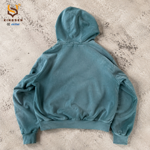 Sweat à capuche pour homme surdimensionné, style streetwear, avec patch brodé motif personnalisé, effet délavé à l'acide et effet soleil, en tissu épais - Product Image 3