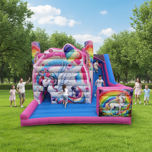 Château gonflable Yuedong avec piscine à balles et obstacles, thème licorne - Product Image 1
