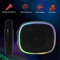Conception professionnelle avec éclairage LED RVB, entrée AUX, double microphone KTV, commande vocale pour enceinte Bluetooth d'extérieur