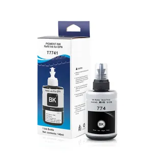 用于爱普生L605打印机的oc喷墨T7741 7741 T774 774高级兼容黑色散装水基瓶填充DGT颜料墨水