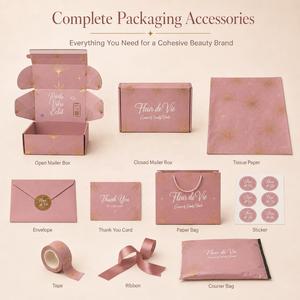 Caja de Embalaje de Papel para Desempaquetar, Diseño Personalizado en Oro Rosa, para Regalos, Colección de Belleza y Cuidado de la Piel, Envío Postal - Product Image 2